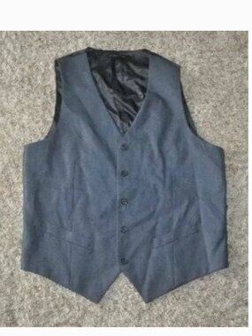 Axist Mens Suit Vest Gray Mens L Plaid Pin Stripe Tailored Dress Formal 5 Button